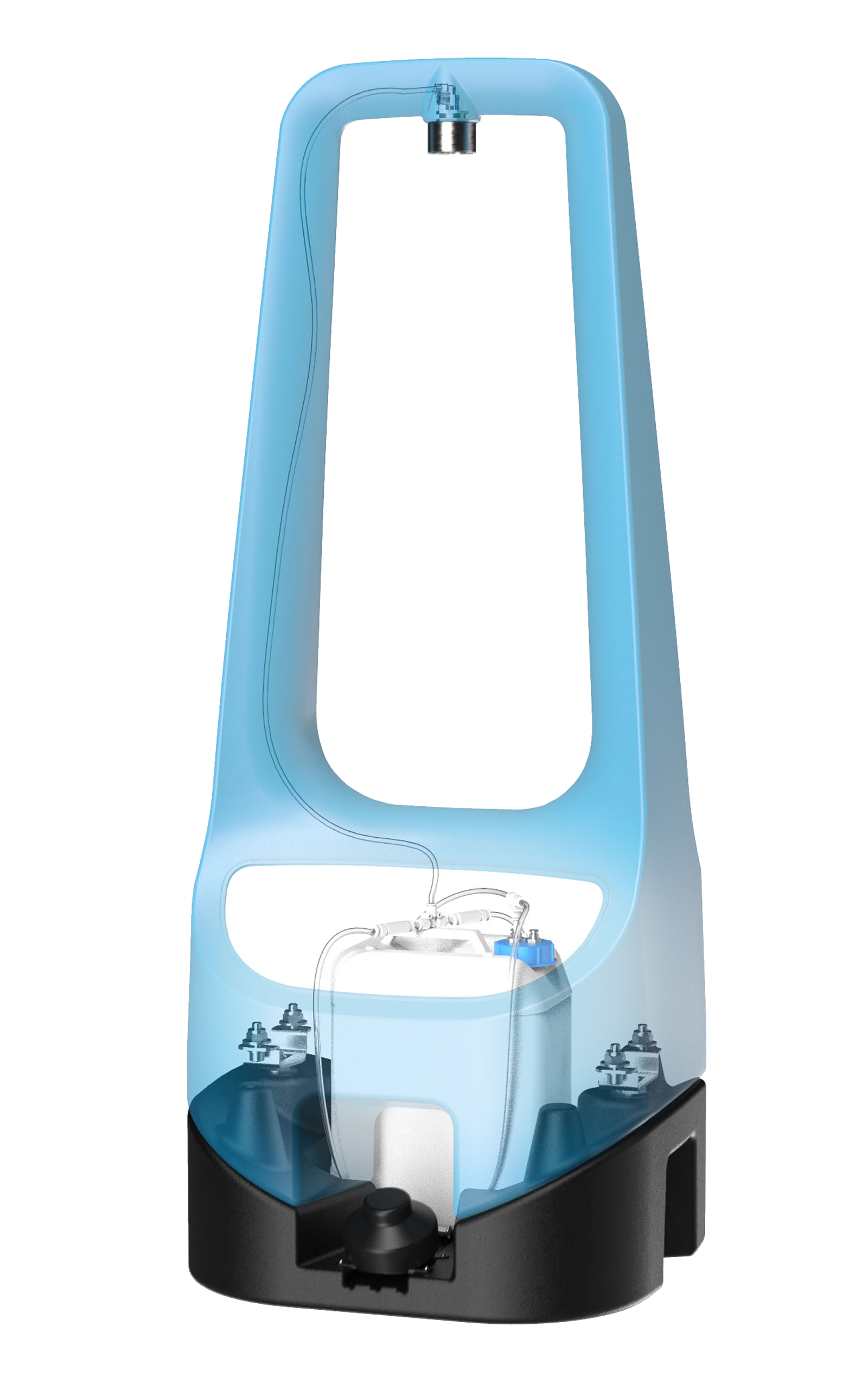 A Toi Care hand sanitizer which is slightly transparent to see the interior of it.